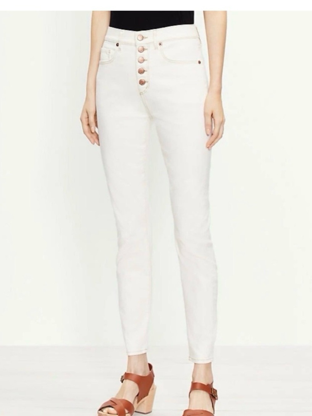 LOFT White High-Rise Skinny Jeans with Button-Fly
